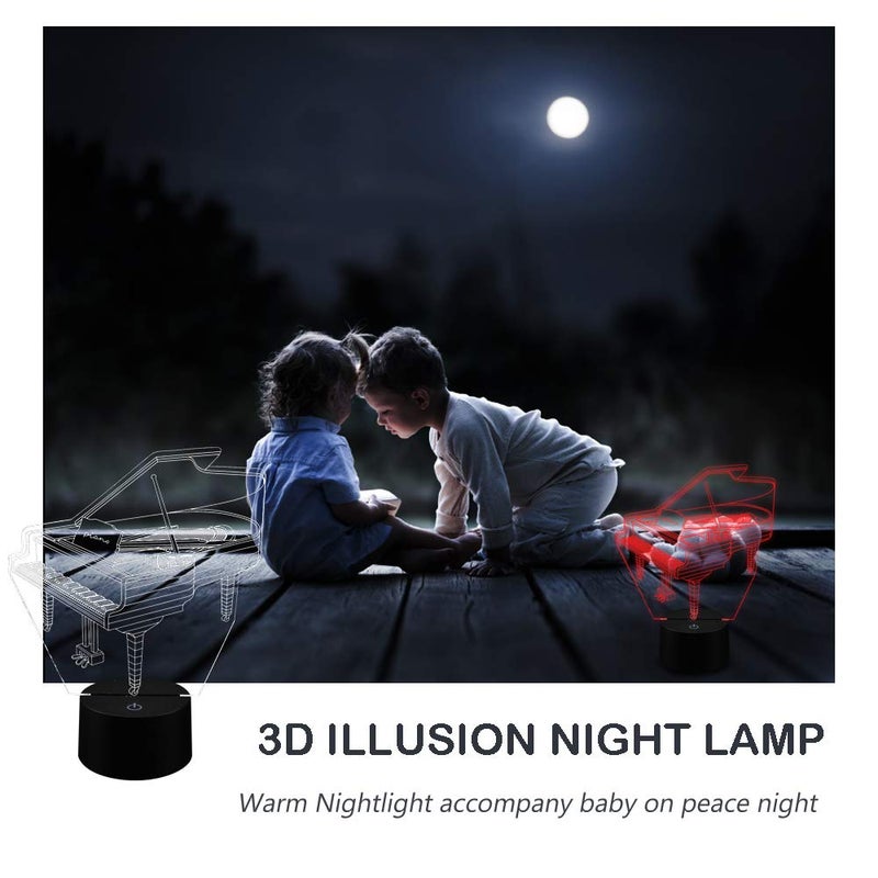 AZIMOM 3D Lamp Illusion Piano Night Light Decor 16Colors Changing Smart Touch Remote Control Optical Illusion Bedside Lamps Bedroom Home Decoration for Kids Boys & Girls Women Birthday Gifts - Image 3